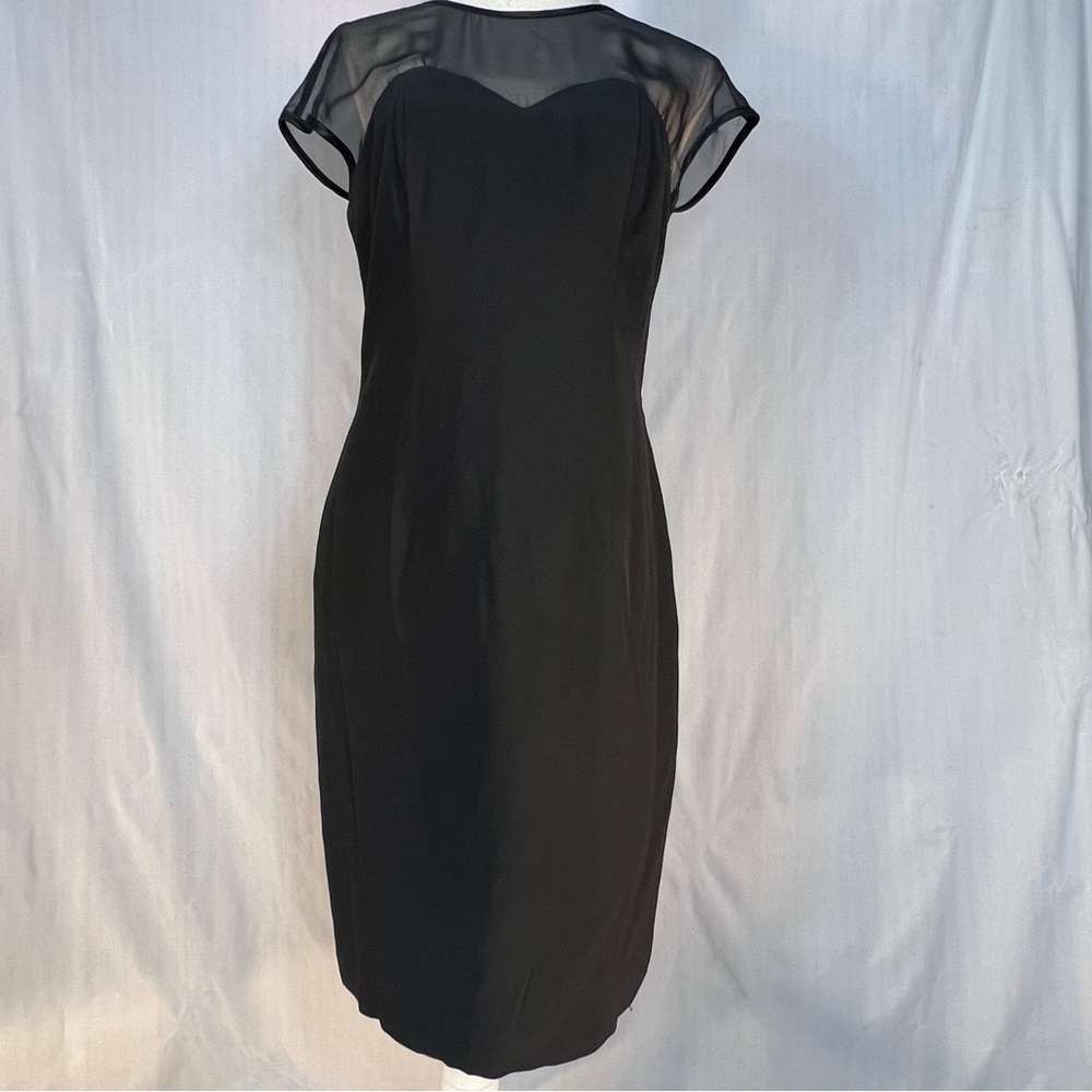 Geary Roark Kamisato Vintage 90’s Black Cocktail Dress Shear Neckline USA 8 👍